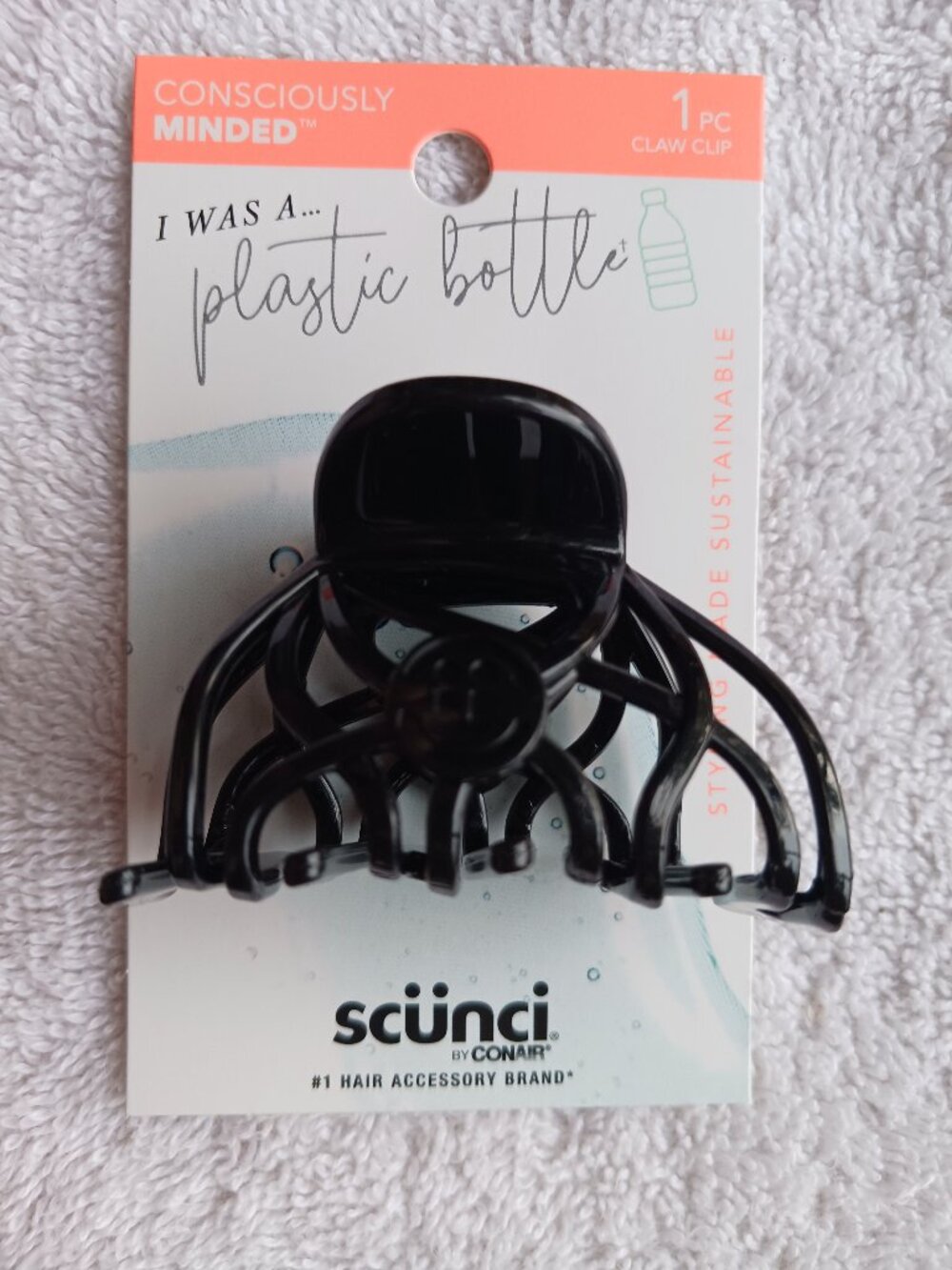 Scunci Black Medium Spider Octopus Plastic Jaw Claw Clip Concious Plastic Bottle